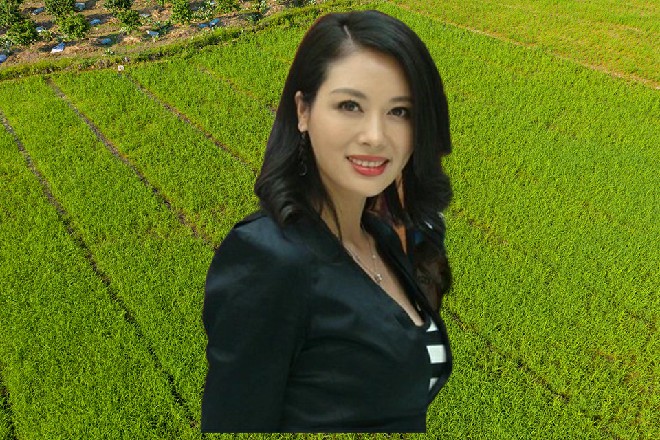 很快，一个穿着海蓝色大衣的美女从里面缓缓走出来