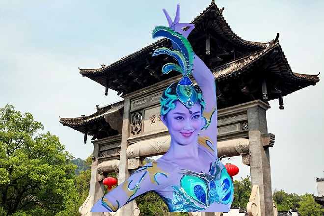 天道身体轻轻站了起来，站在那天台上，衣摆随着风舞动